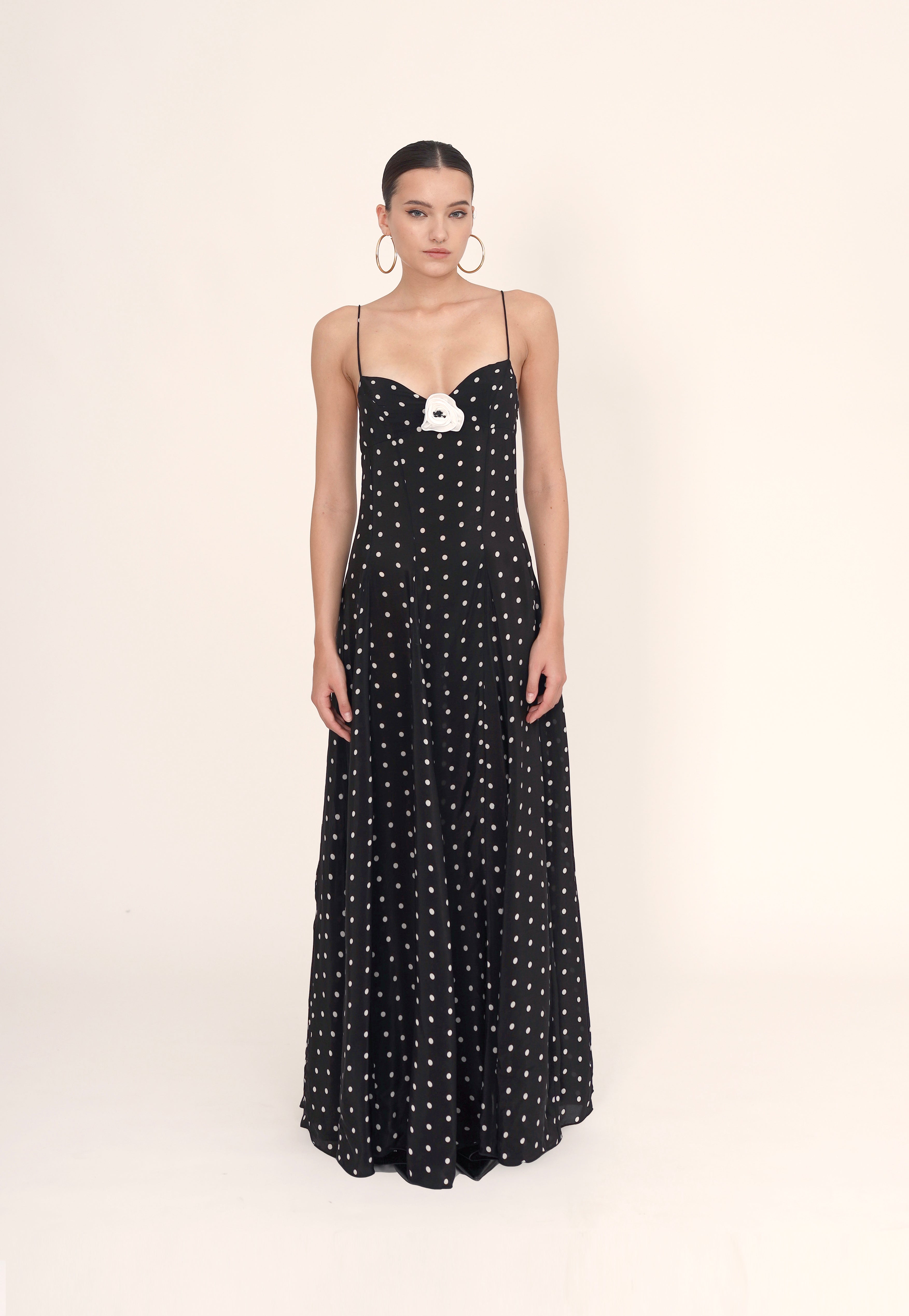Timeless maxi dress - Black and white dots