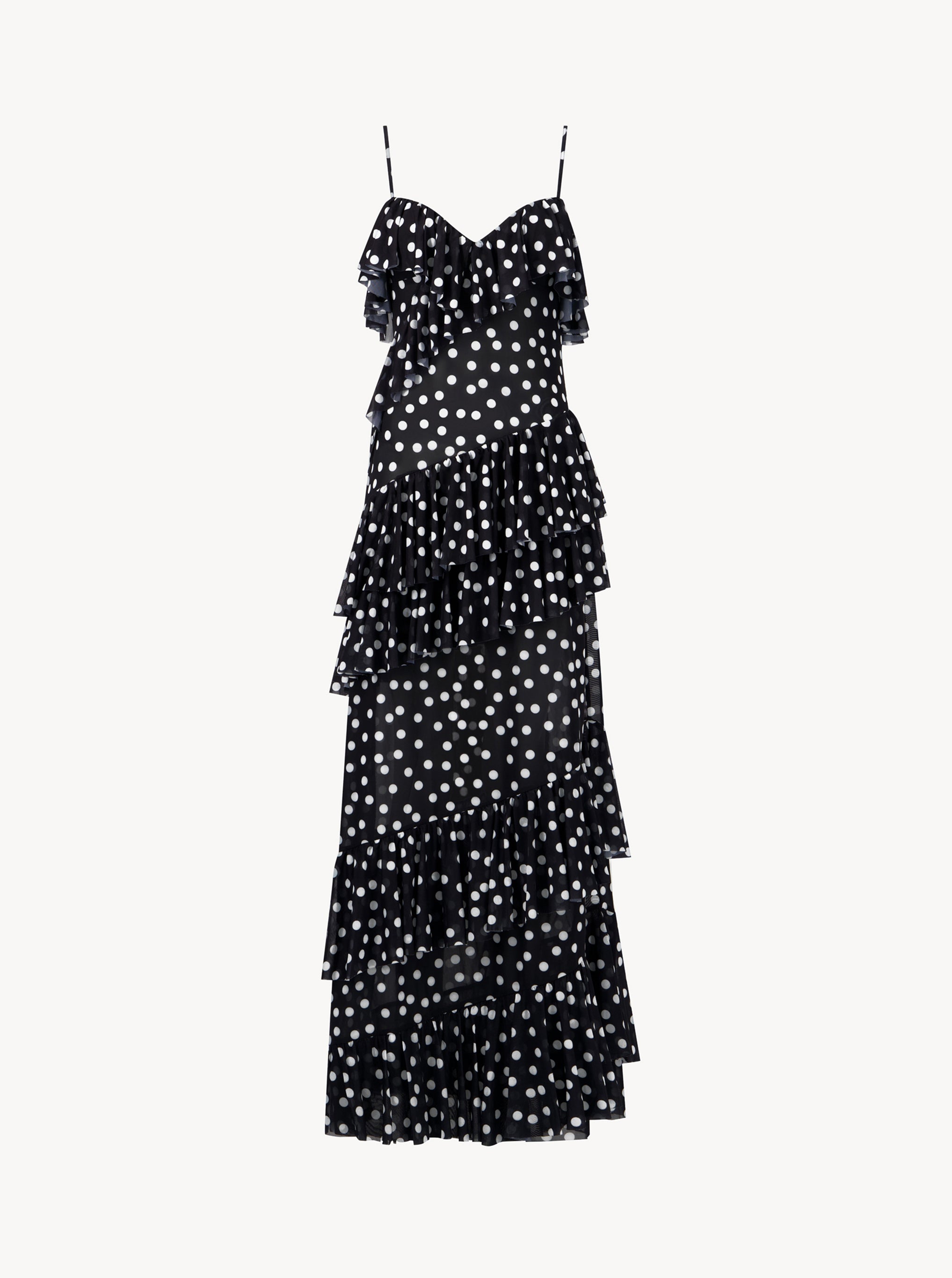 Cascade Dress - Black Polka