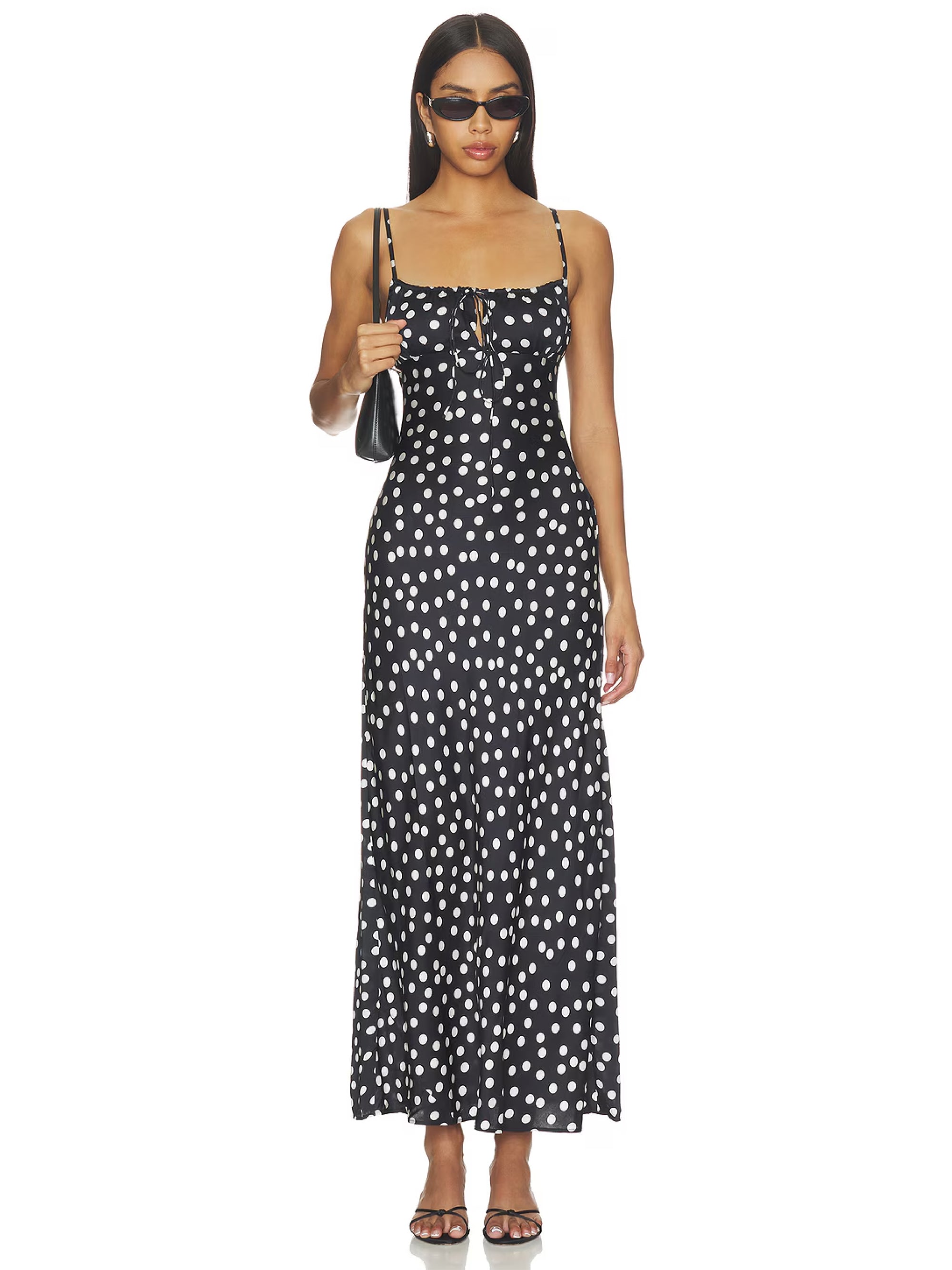 Slip Dress Black Polka