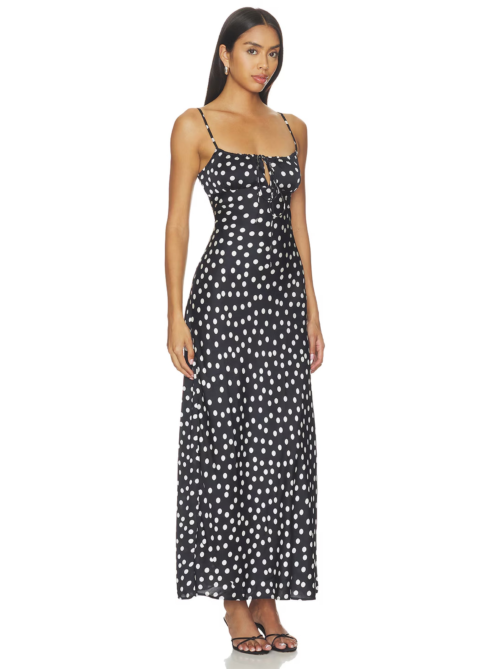 Slip Dress Black Polka