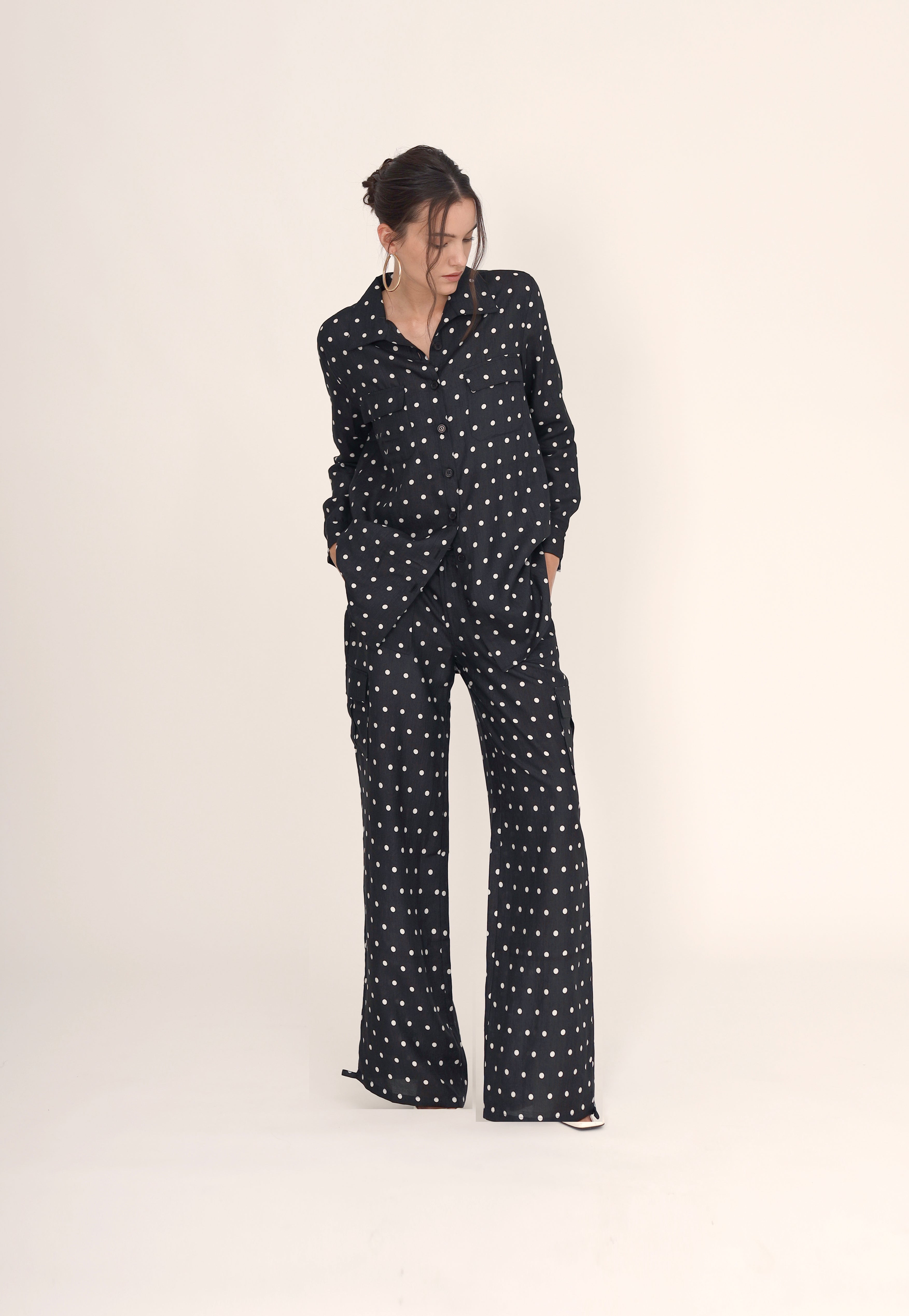 Timeless maxi shirt - Black and white dots