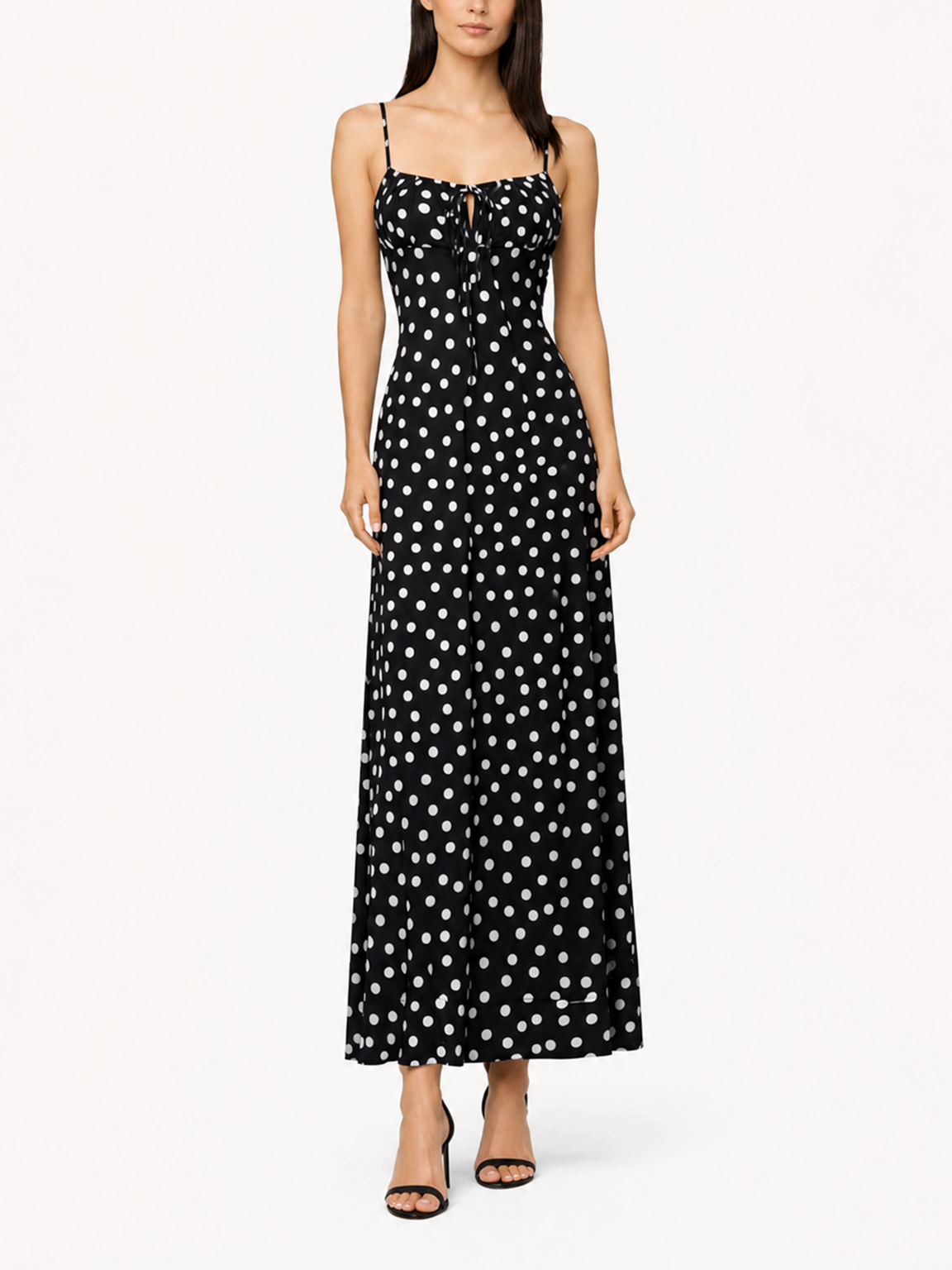 Slip Dress Black Polka